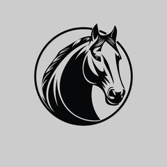 Animal horse logo vector design templates. white and black stroke logo