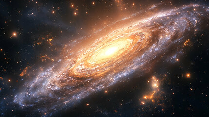Fototapeta premium Radiant spiral galaxy in the vast cosmos.