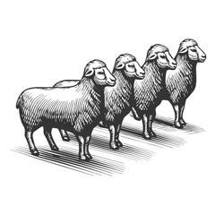 single black sheep among white sheep, symbolizing the black sheep metaphor for exclusion and individuality 