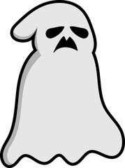 Scary White Ghost Cartoon Illustration Set