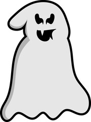 Scary White Ghost Cartoon Illustration Set