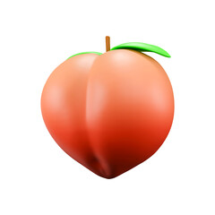 Isolated Peach 3D Render