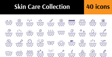 Skin Care Line Icon Set. Minimalistic Linear Pictogram for Web and Graphic Design, Apps, Banners, Social Network and Cards