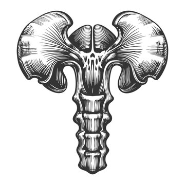 tracing the spinothalamic tract, showing how pain and temperature signals travel from the body through the spinal cord to the brain diagram hand drawn schematic vector.