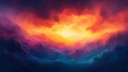 Fototapeta premium A vibrant, surreal view of a fiery, celestial sky.