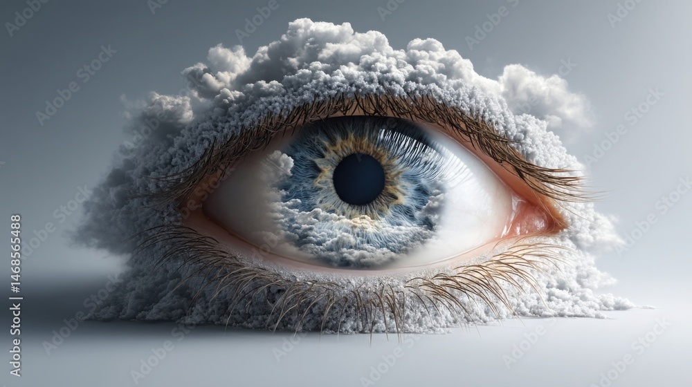 Aufkleber aesthetic eye with clouds in the background representing the concept of cloud monitoring and atmosph