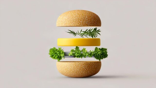 Burger of Freshness: A deconstructed burger featuring an array of fresh ingredients. perfect for food advertisements