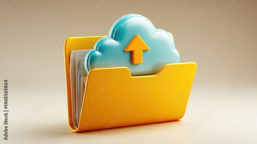 Poster folder containing a cloud inside depicting innovative digital storage solutions and cloud-based file