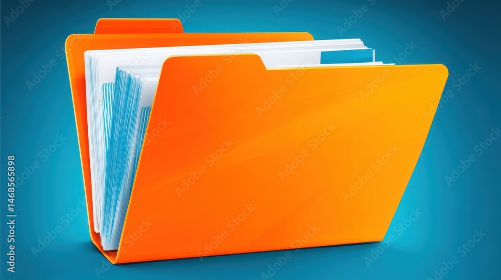 Poster a file folder with content tag icon representing a conceptual asset library for organizing digital d