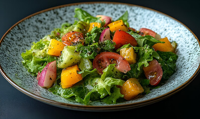 Colorful Fresh Vegetable Salad with Mango and Poppy Seeds