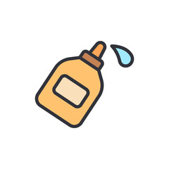 Illustration of a bottle of glue with a drop against a White background