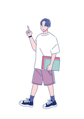 元気なアニメ調の男子生徒　全身