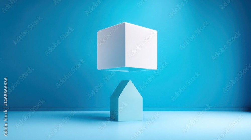 Poster scalable systems conceptualized by a white cube above a rising arrow set against a vibrant blue back
