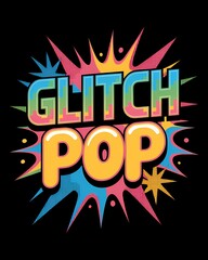 Fototapeta premium Bold Design Displays Glitch Pop With Vibrant Retro Comic Style On A Black Background Canvas