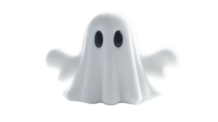 Adorable Plush White Ghost Isolated on Clean White Background