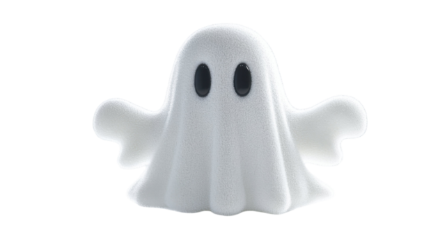 Adorable Plush White Ghost Isolated on Clean White Background