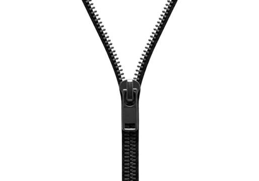 Close-up of an Open Black Zipper Texture, Detail, and Design