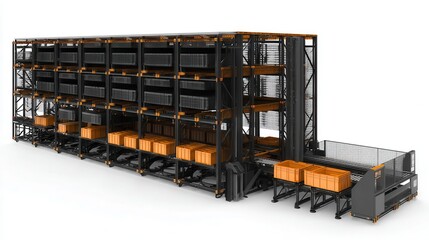 Automated storage and retrieval system for goods.