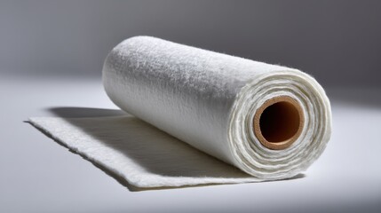 Obraz premium Roll of White Fabric Material on a Surface