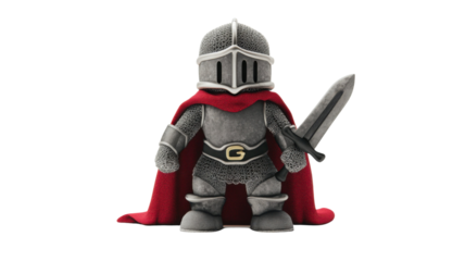Brave Knight Ready for Battle Isolated on Clean White Background for Medieval Themed Design