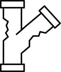 Broken Pipe and Water Leak Minimalistic Thin Line Icon for Web and Graphic Design, Apps, Banners, Social Network and Cards