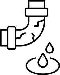 Broken Pipe and Water Leak Isolated Symbol for Web Sites, Books, Cards, Apps