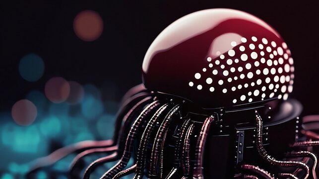 Futuristic alien head with tentacles