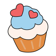 cute cupcake doodle element transparent background