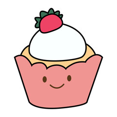 cute cupcake doodle element transparent background