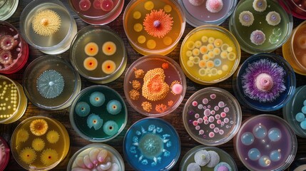 Fototapeta premium Bacteria in nature - microscopic organism, microbial life, biological presence, invisible germ, microbial structure, living microbe, tiny pathogen, unicellular form, organic matter.