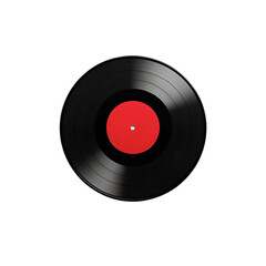 Obraz premium Black vinyl record with red label music analog sound nostalgic design