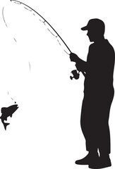 Obraz premium “Fish Hunting Silhouette | Fishing Clipart for Shirts, Decals, Logos & Outdoor Adventure Art”