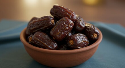 Obraz premium Dried dates in a bowl