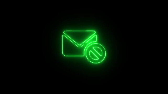 glowing neon message box icon animation video notice receive massage animated sign symbol on black background
