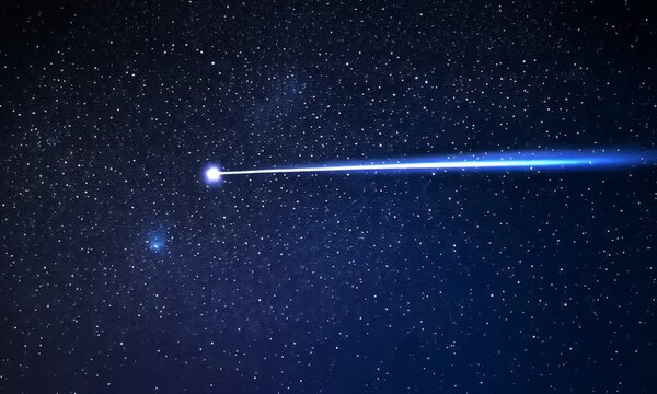 Celestial Trail: A Comet's Glimmer Across the Night Sky