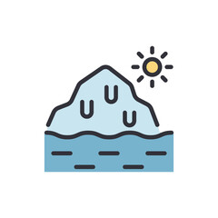 Minimalist iceberg illustration in a sunny arctic environment simple drawing