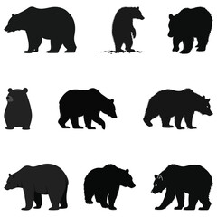 set of bear silhouettes