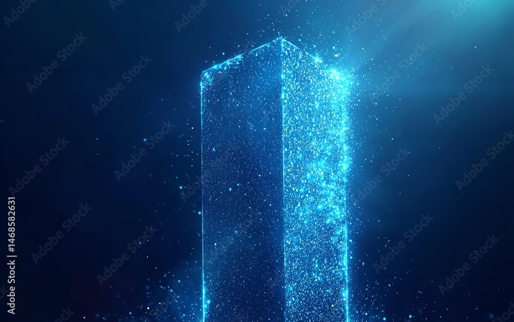 Aufkleber digital data stream abstract blue glowing particles futuristic technology innovation cyber space net
