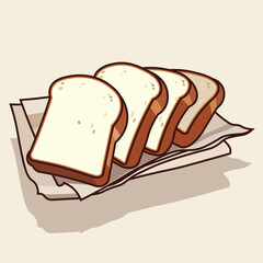 Vector illustration of sliced ​​bread with paper base