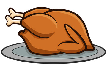 Roast chicken baked meal isolated poultry food delicious cartoon illustration © George