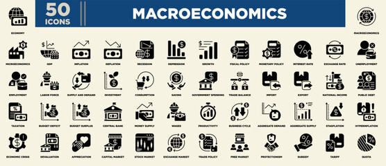 Macroeconomics Iconset Glyph Black