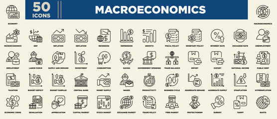 Macroeconomics Iconset Outline