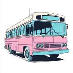  old bus isolated on white. vector illustration of a bus, Van, bus, vintage, sweet color, white background