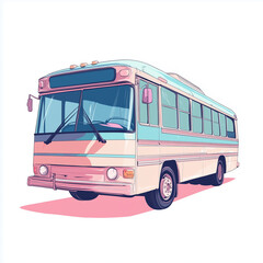 old bus isolated on white. vector illustration of a bus, Van, bus, vintage, sweet color, white background
