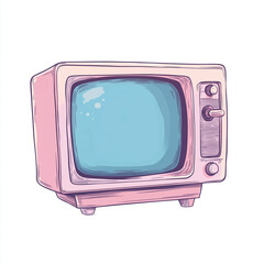 vintage tv set. Antique television, vintage color, sweet color. White background.