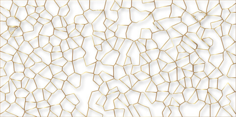 Beautiful white and gold crystallized polygon background. abstract light colorful stone tile pattern with shadow. modern wallpaper, trendy simple minimal geometric background abstract mosaic backd