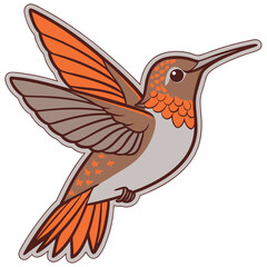 Obraz premium Illustration of a hummingbird with orange and brown feathers in flight position