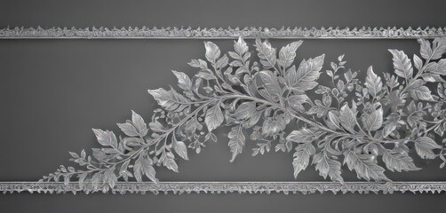 Intricate silver leaf lace border, shimmering background , premium, decoration