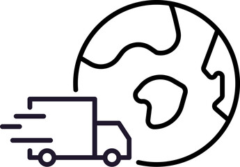 Planet Earth with Delivery Truck Outline Image for Graphic and Web Design, Apps, Adverts, Various Cards