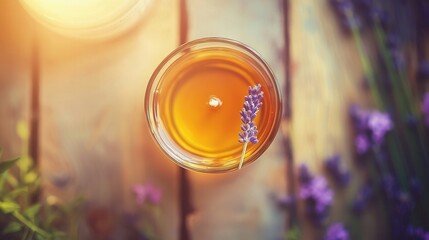 Naklejka premium Aromatic Candle with Lavender Tranquil and Serene Ambiance